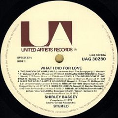 Shirley Bassey - What I Did For Love - United Artists Records