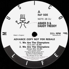 Asher D & Daddy Freddy - Asher D & Daddy Freddy - We Are The Champions - Music Of Life