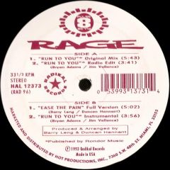 Rage - Rage - Run To You - Pulse 8 USA, Radikal Records, Hot Productions