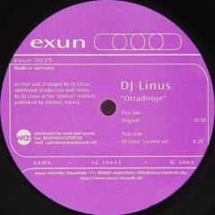 DJ Linus - DJ Linus - Otradnoje - Exun Records 25