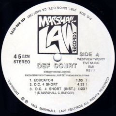 Def Court - Def Court - Educator - Marshall Law Records