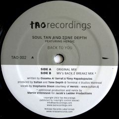 Soul Tan & Tone Depth - Soul Tan & Tone Depth - Back To You - Tao Recordings