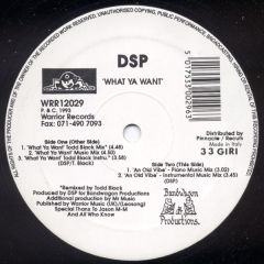 DSP - DSP - What Ya Want - Warrior Records