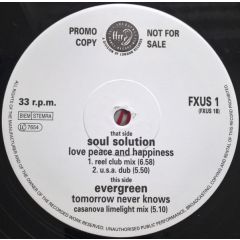 Soul Solution / Evergreen - Soul Solution / Evergreen - Love, Peace And Happiness / Tomorrow Never Knows - FFRR