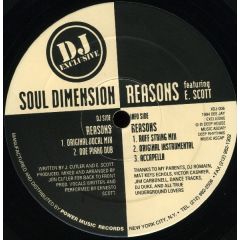 Soul Dimension Featuring E. Scott - Soul Dimension Featuring E. Scott - Reasons - DJ Exclusive