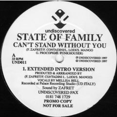 State Of Family - State Of Family - Can't Stand Without You - Undiscovered