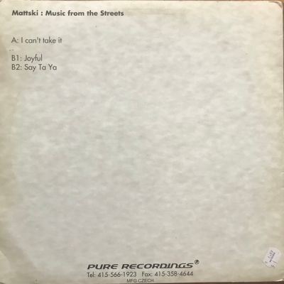 Mattski - Music From The Streets - Pure Recordings